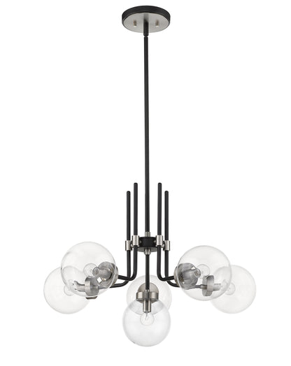 Parsons 6 Light Chandelier Matte Black + Brushed Nickel