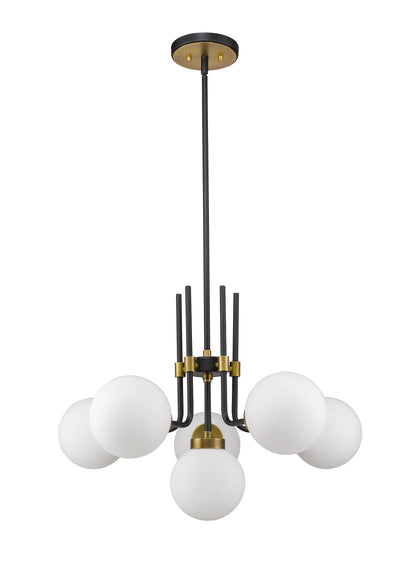Parsons 6 Light Chandelier Matte Black + Olde Brass