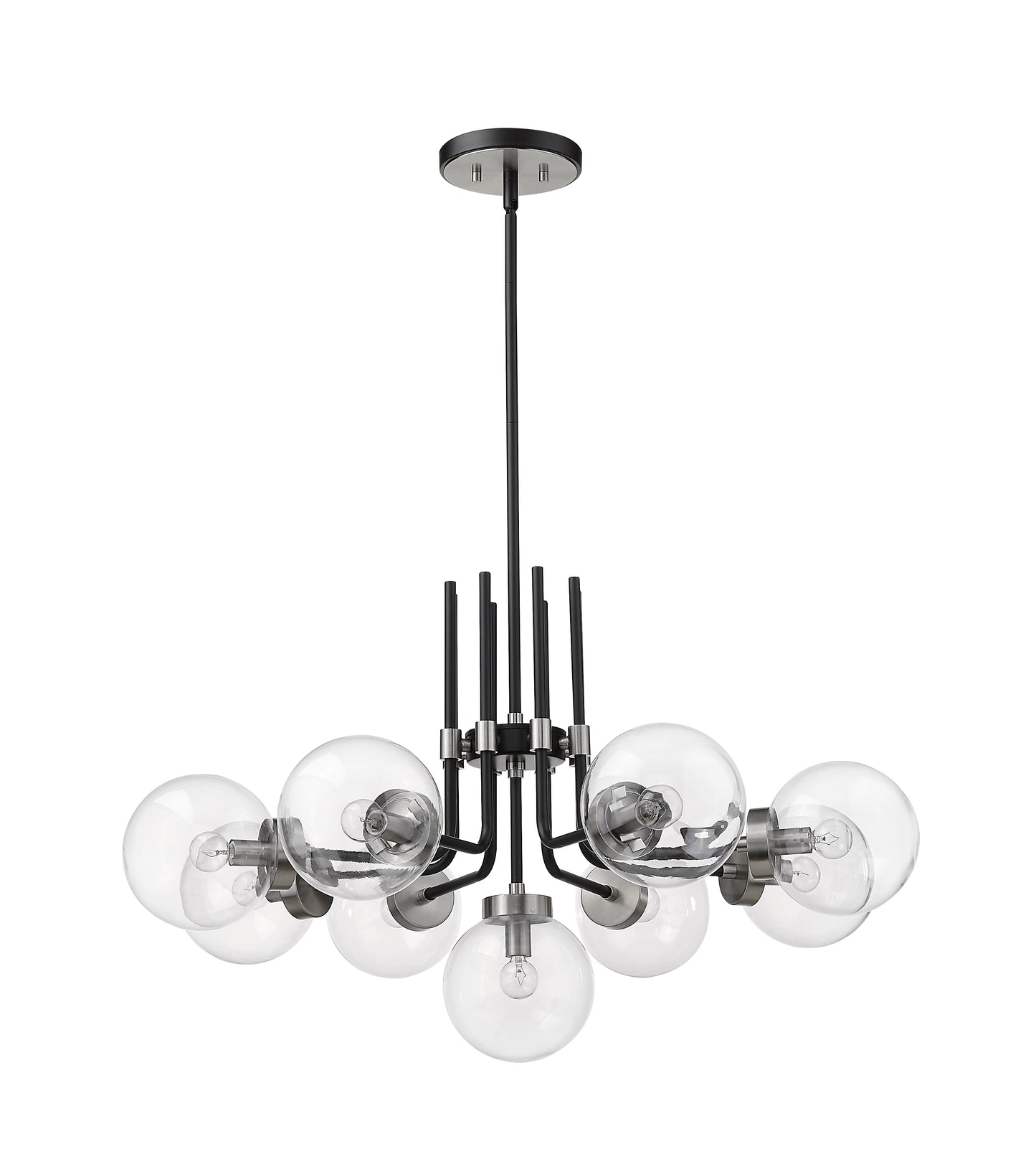 Parsons 9 Light Chandelier Matte Black + Brushed Nickel