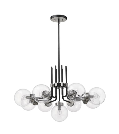 Parsons 9 Light Chandelier Matte Black + Brushed Nickel