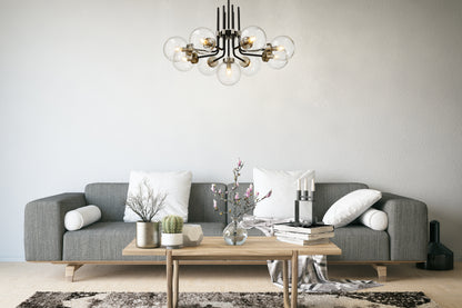 Parsons 9 Light Chandelier Matte Black + Brushed Nickel