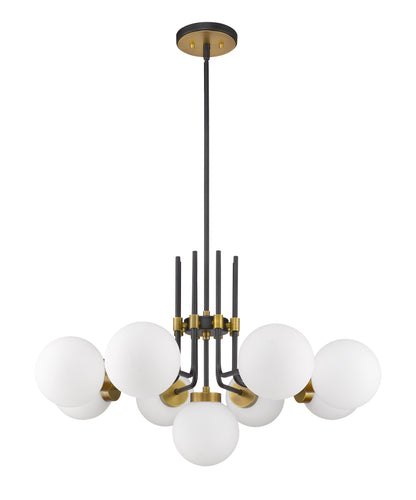Parsons 9 Light Chandelier Matte Black + Olde Brass