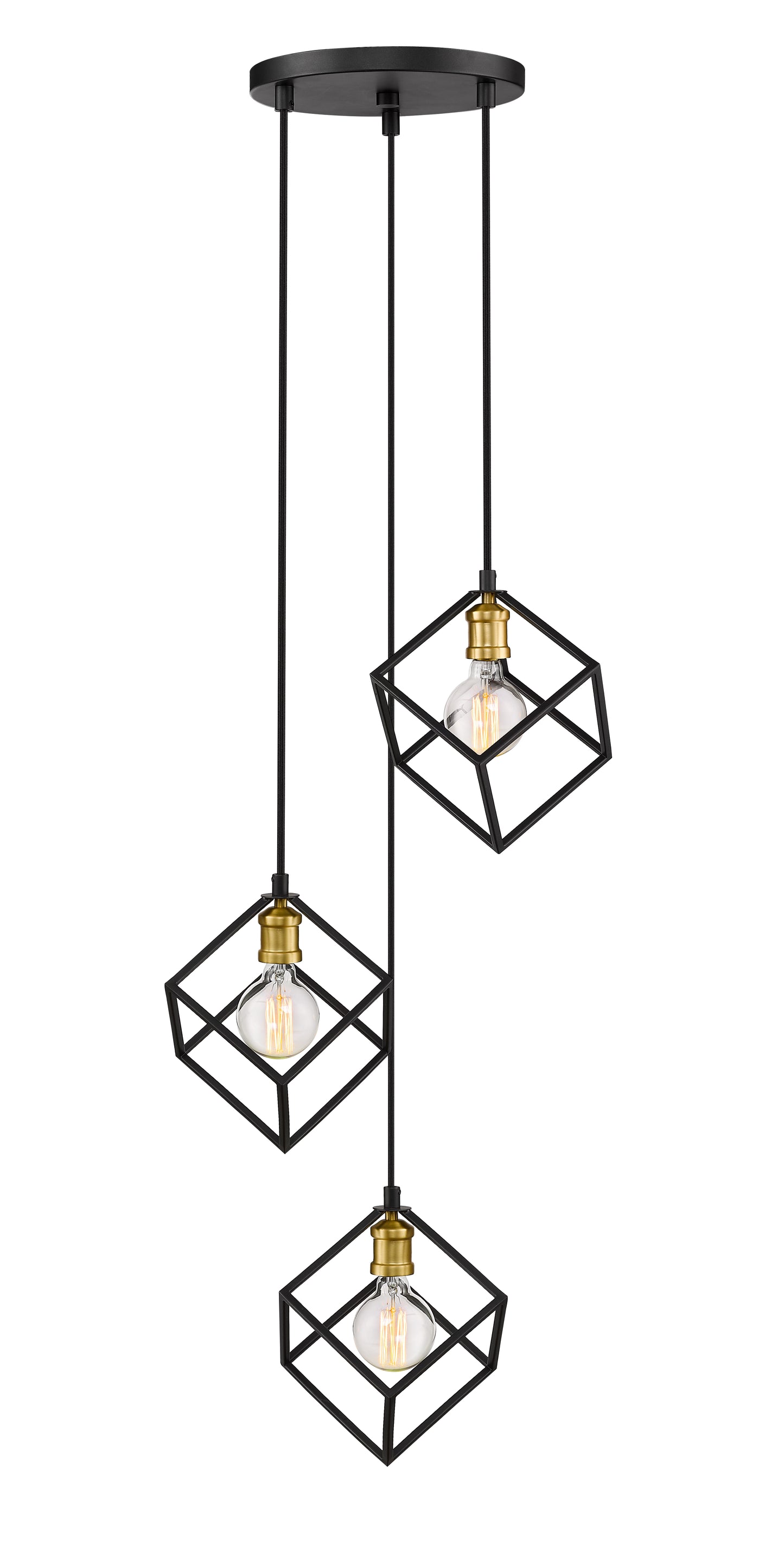 Vertical 3 Light Chandelier Bronze + Olde Brass