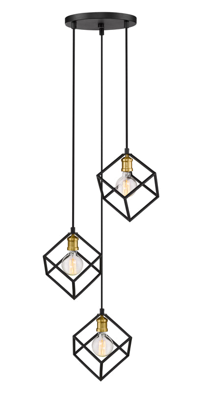 Vertical 3 Light Chandelier Bronze + Olde Brass