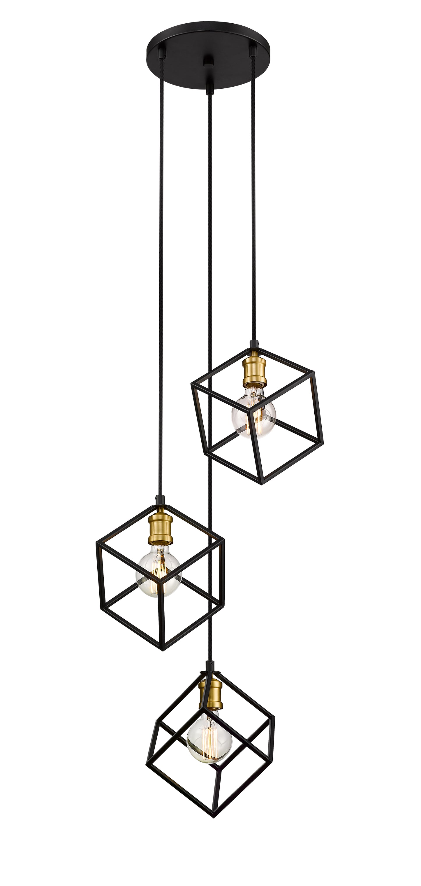 Vertical 3 Light Chandelier Bronze + Olde Brass