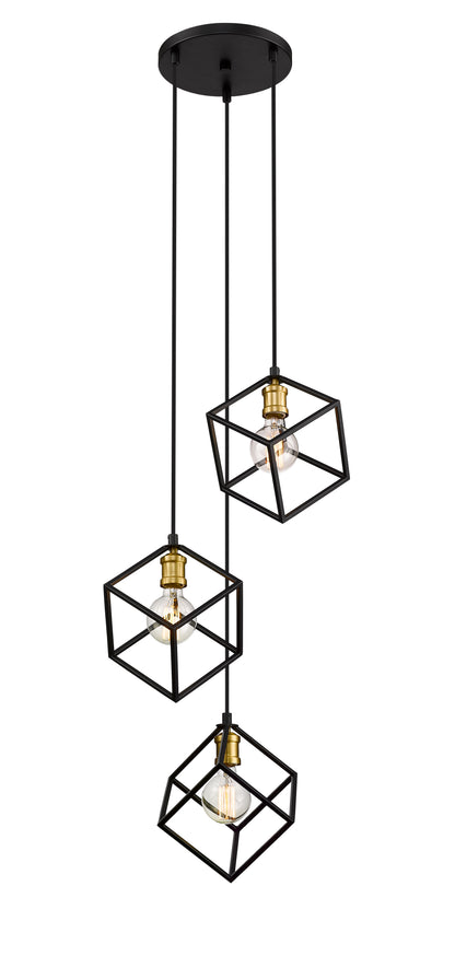 Vertical 3 Light Chandelier Bronze + Olde Brass
