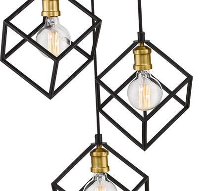 Vertical 3 Light Chandelier Bronze + Olde Brass