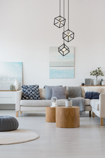 Vertical 3 Light Chandelier Matte Black + Brushed Nickel