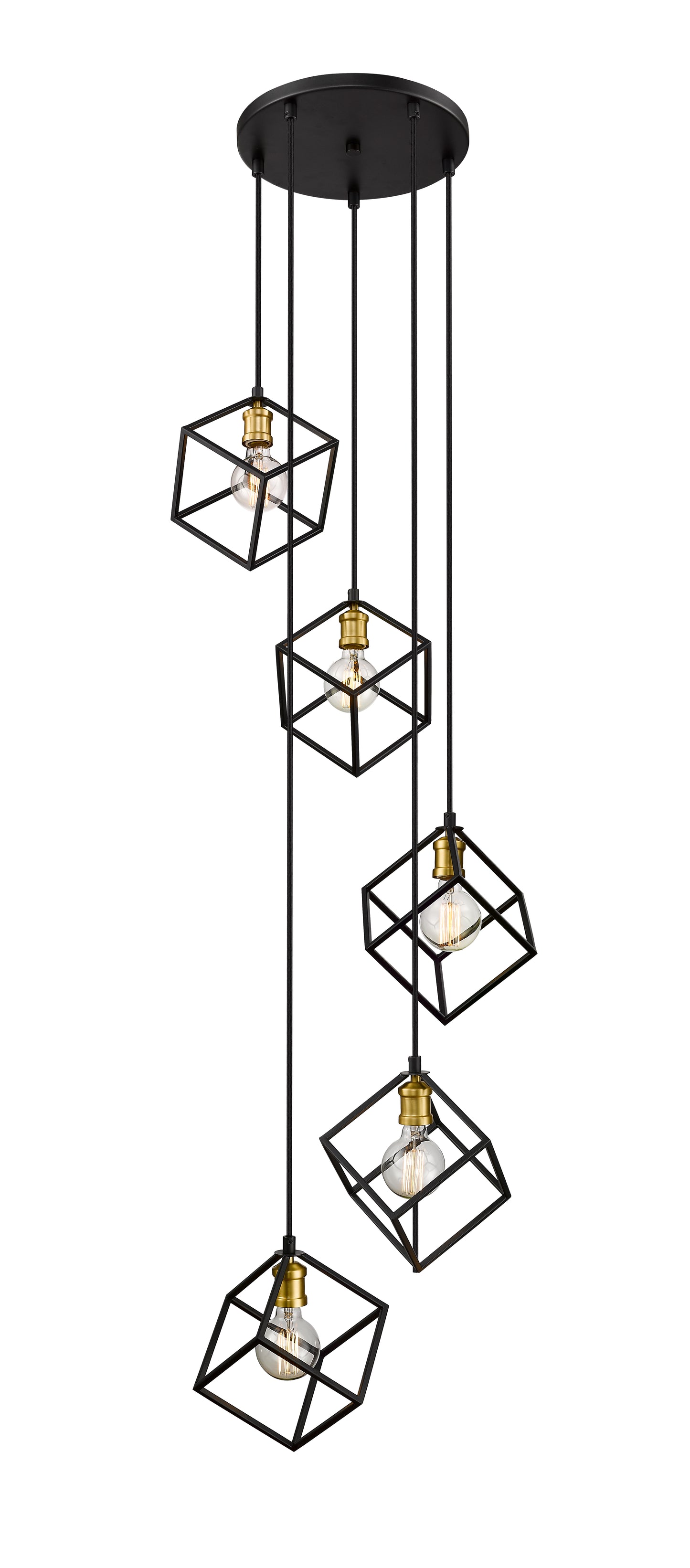 Vertical 5 Light Chandelier Bronze + Olde Brass