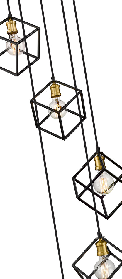 Vertical 5 Light Chandelier Bronze + Olde Brass