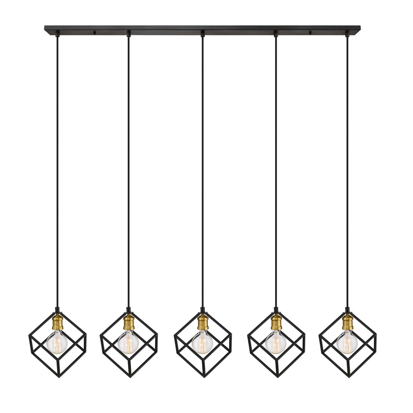 Vertical 5 Light Linear Chandelier Bronze + Olde Brass