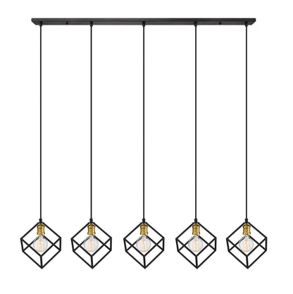 Vertical 5 Light Linear Chandelier Bronze + Olde Brass