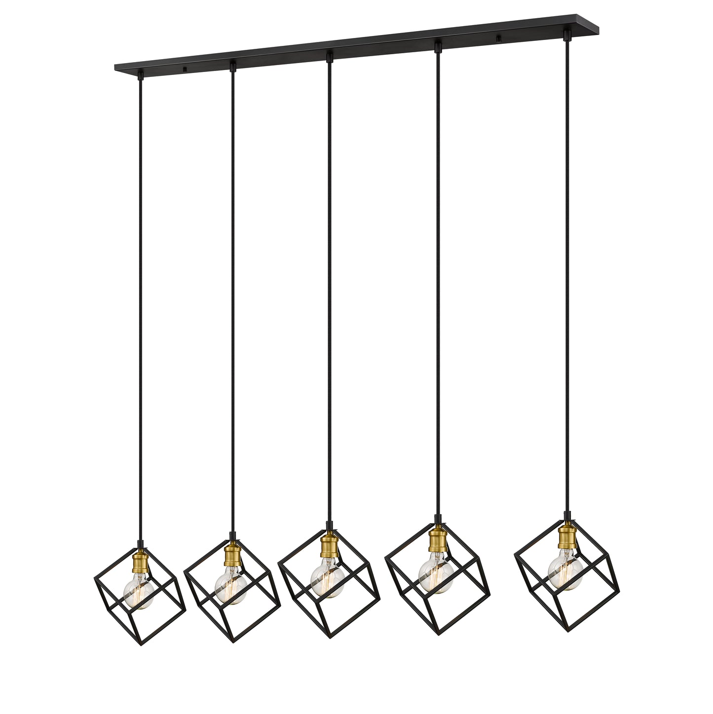Vertical 5 Light Linear Chandelier Bronze + Olde Brass