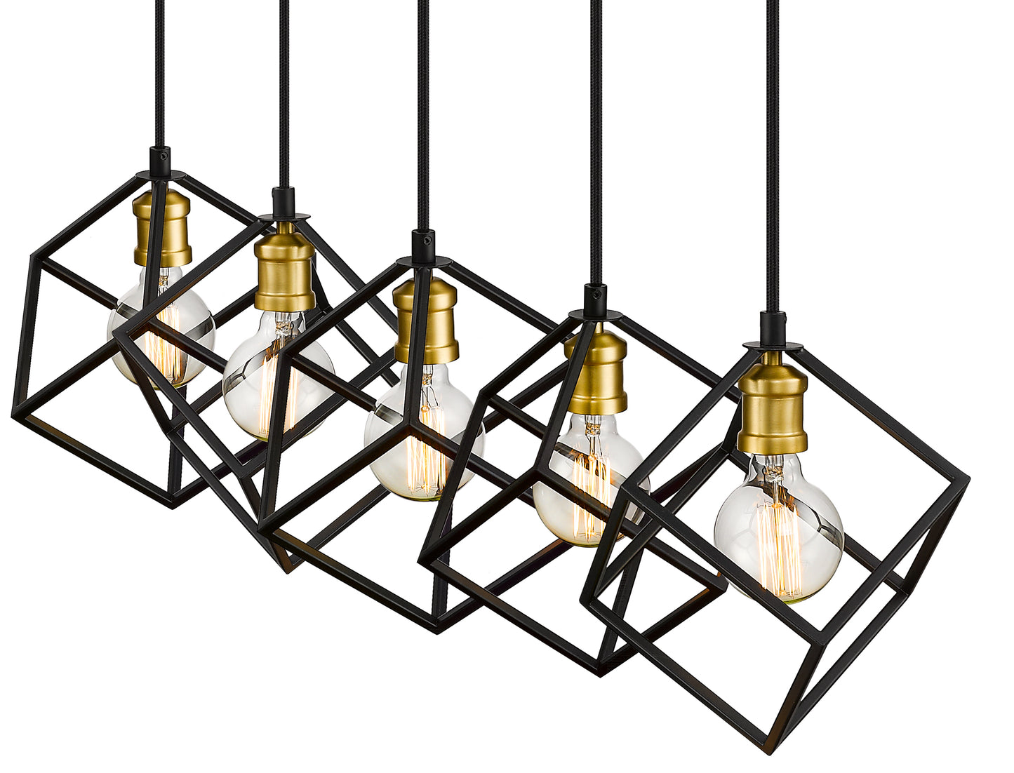 Vertical 5 Light Linear Chandelier Bronze + Olde Brass