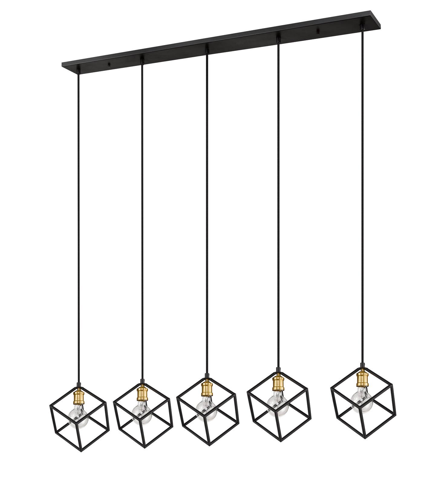 Vertical 5 Light Linear Chandelier Bronze + Olde Brass