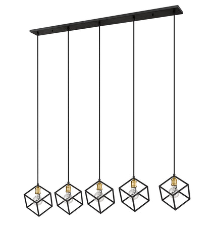Vertical 5 Light Linear Chandelier Bronze + Olde Brass