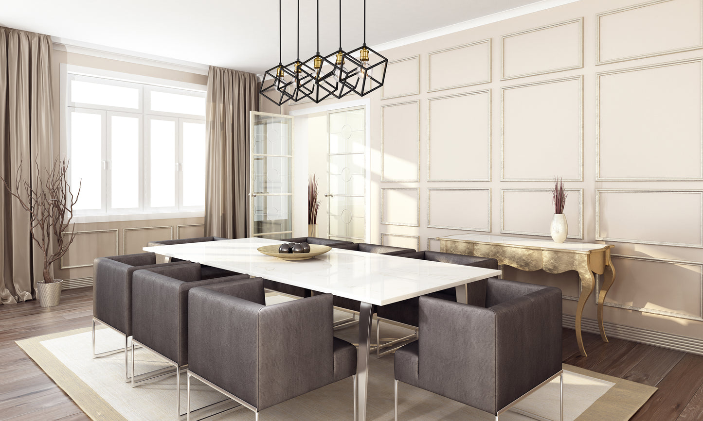 Vertical 5 Light Linear Chandelier Bronze + Olde Brass