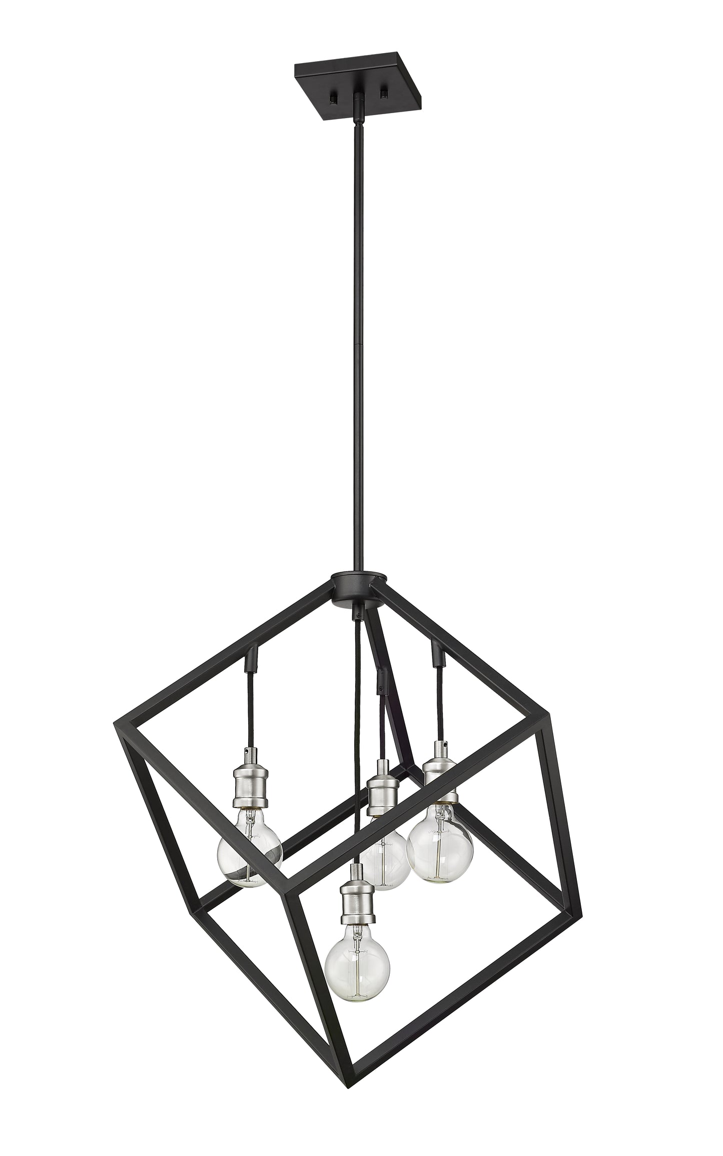 Vertical 4 Light Chandelier Matte Black + Brushed Nickel