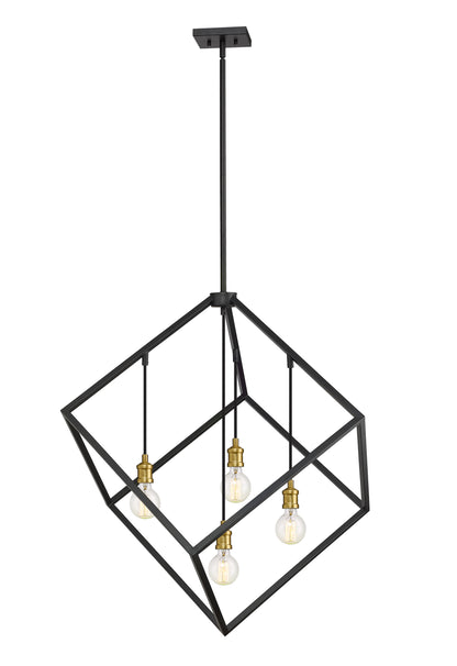 Vertical 4 Light Chandelier Bronze + Olde Brass