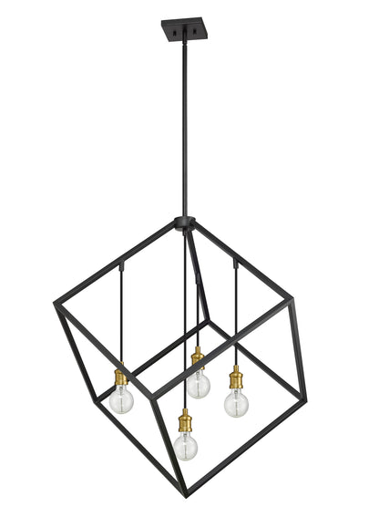Vertical 4 Light Chandelier Bronze + Olde Brass