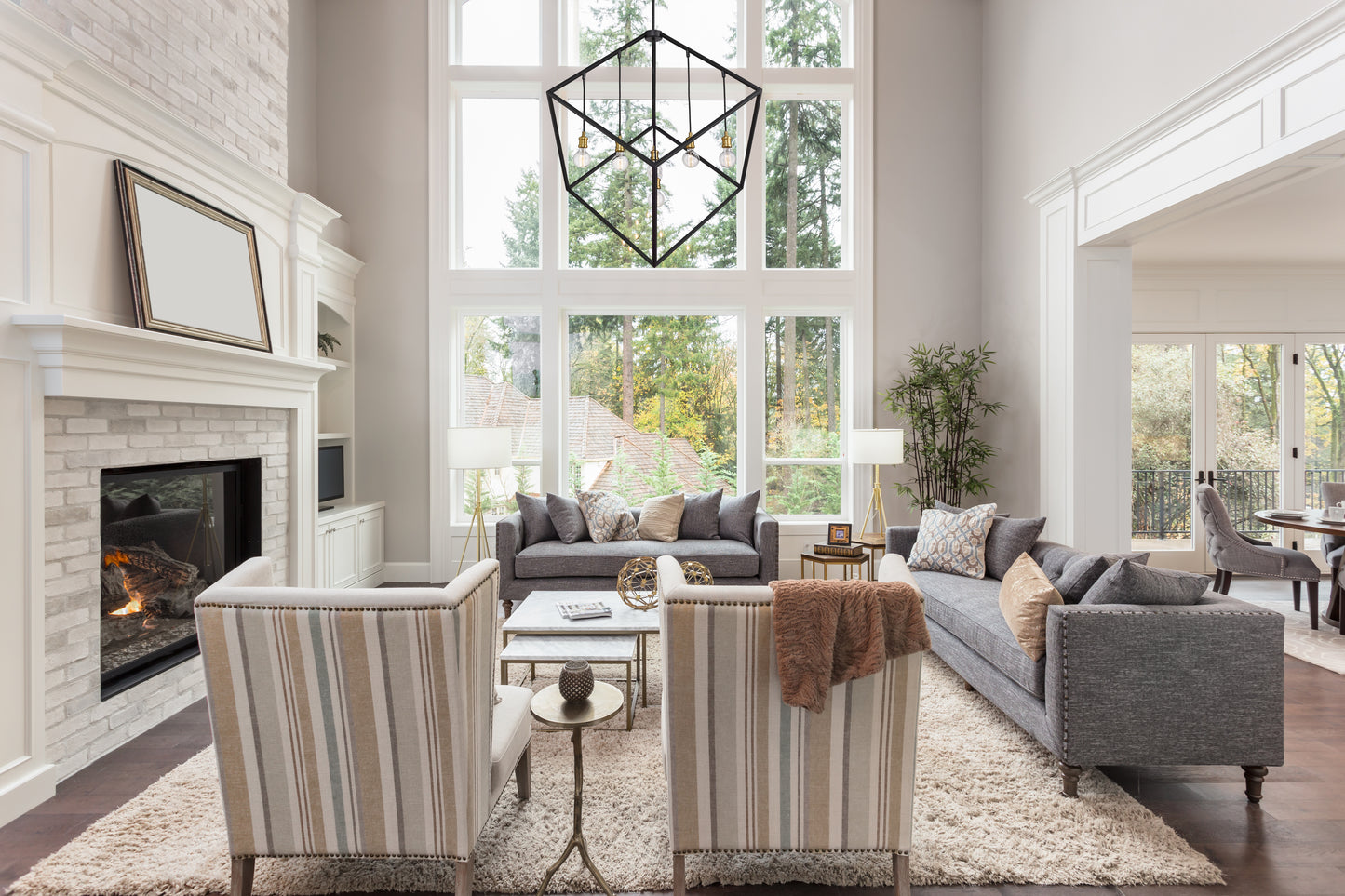 Vertical 7 Light Chandelier Bronze + Olde Brass