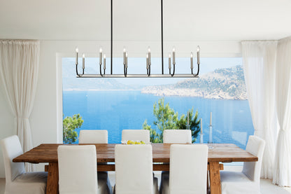 Haylie 12 Light Linear Chandelier Matte Black + Brushed Nickel