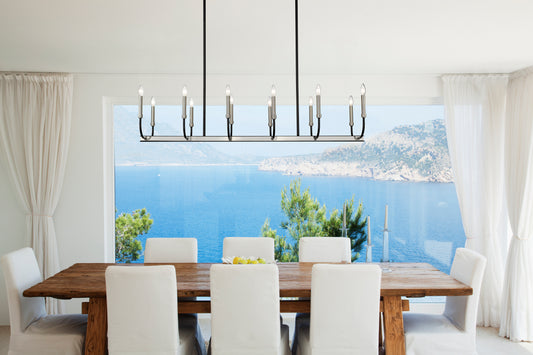 Haylie 12 Light Linear Chandelier Matte Black + Brushed Nickel