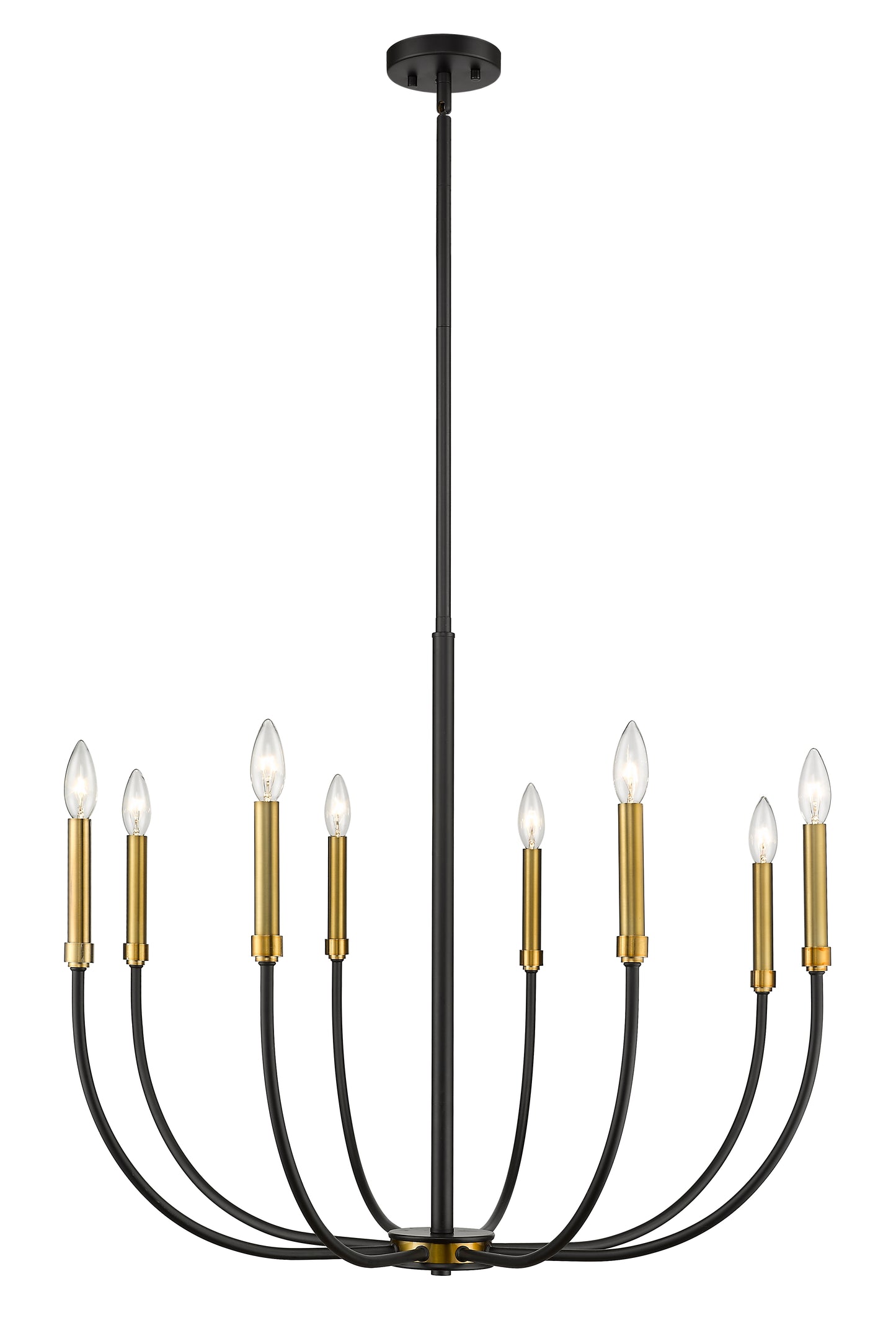 Haylie 8 Light Chandelier Matte Black + Olde Brass
