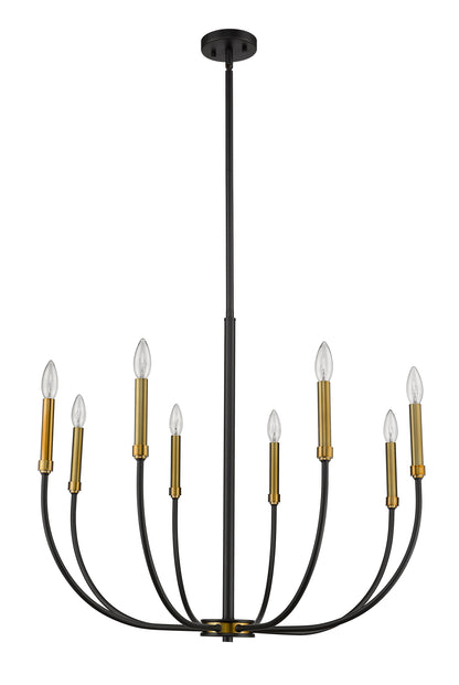 Haylie 8 Light Chandelier Matte Black + Olde Brass