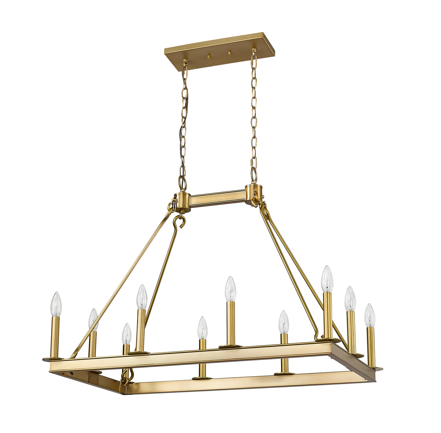 Barclay 10 Light Linear Chandelier Olde Brass