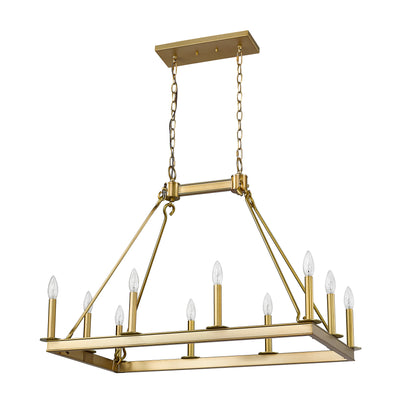Barclay 10 Light Linear Chandelier Olde Brass