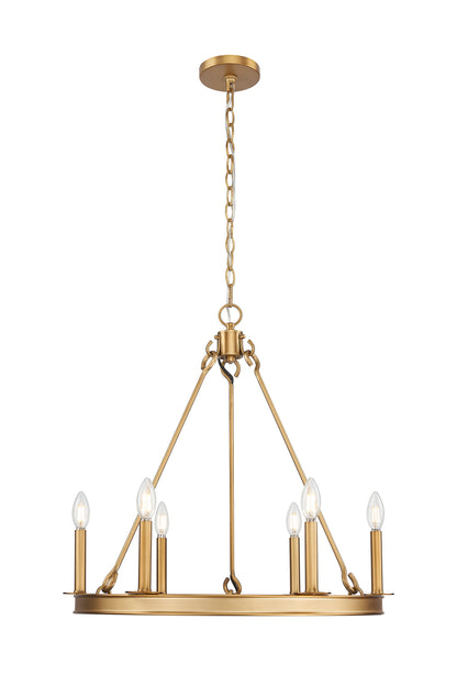 Barclay 6 Light Chandelier Rubbed Brass