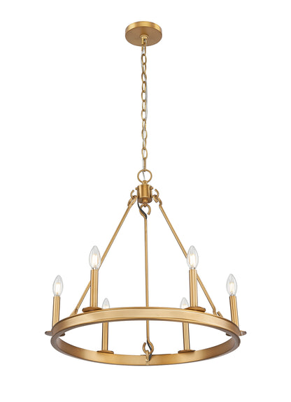 Barclay 6 Light Chandelier Rubbed Brass