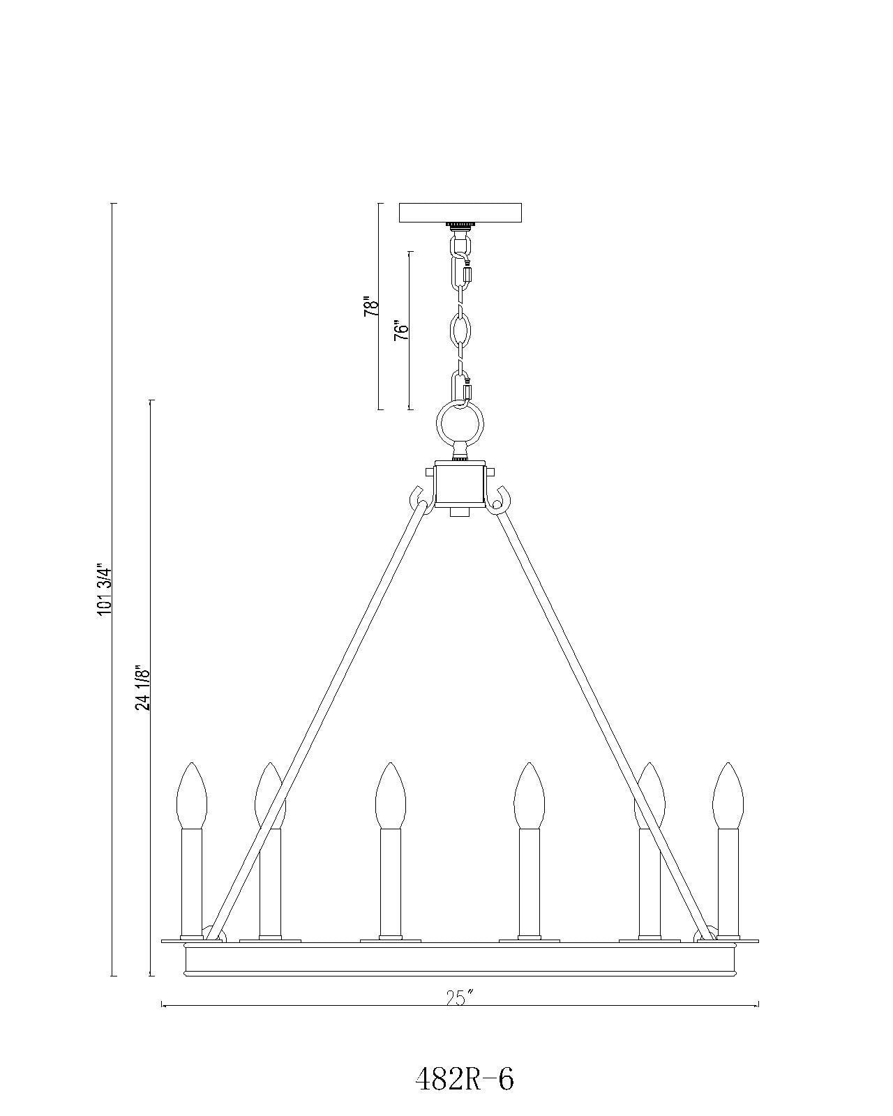 Barclay 6 Light Chandelier Rubbed Brass