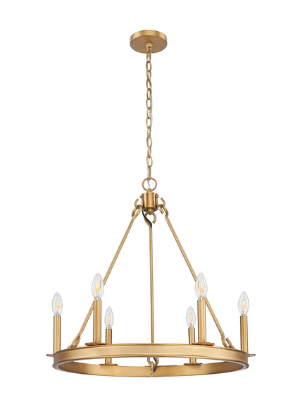 Barclay 6 Light Chandelier Rubbed Brass