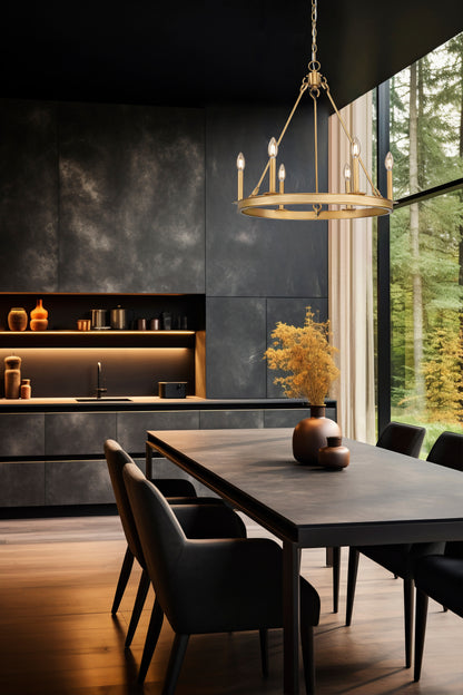 Barclay 6 Light Chandelier Rubbed Brass