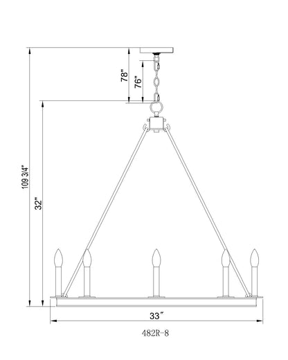 Barclay 8 Light Chandelier Rubbed Brass