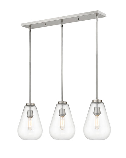 Ayra 3 Light Linear Chandelier Brushed Nickel