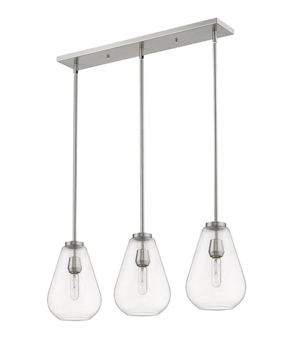 Ayra 3 Light Linear Chandelier Brushed Nickel