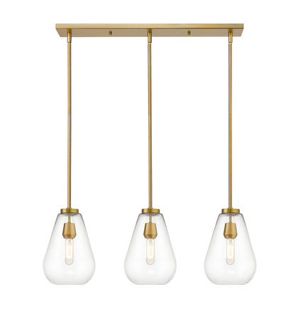 Ayra 3 Light Linear Chandelier Olde Brass