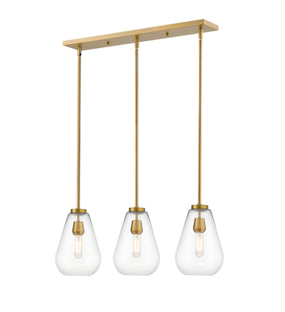 Ayra 3 Light Linear Chandelier Olde Brass