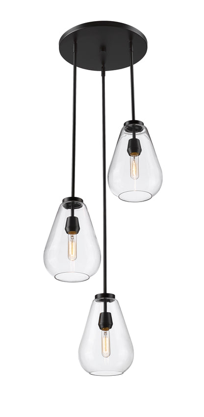 Ayra 3 Light Chandelier Matte Black