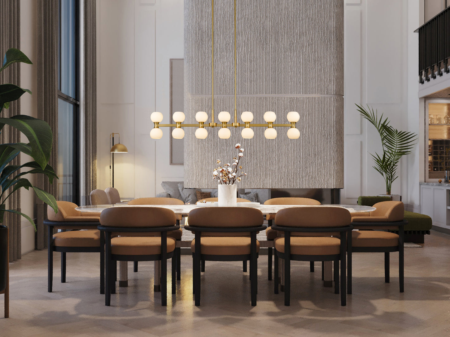 Artemis 14 Light Linear Chandelier Modern Gold