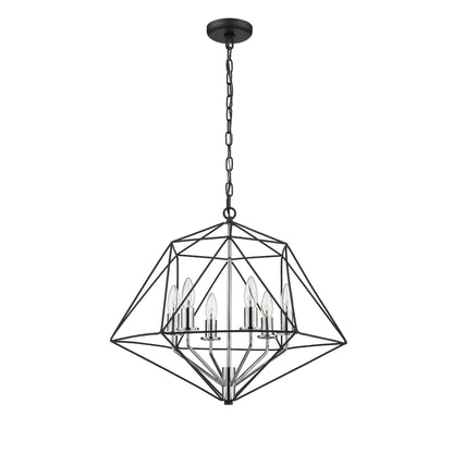Geo 6 Light Chandelier Matte Black + Chrome