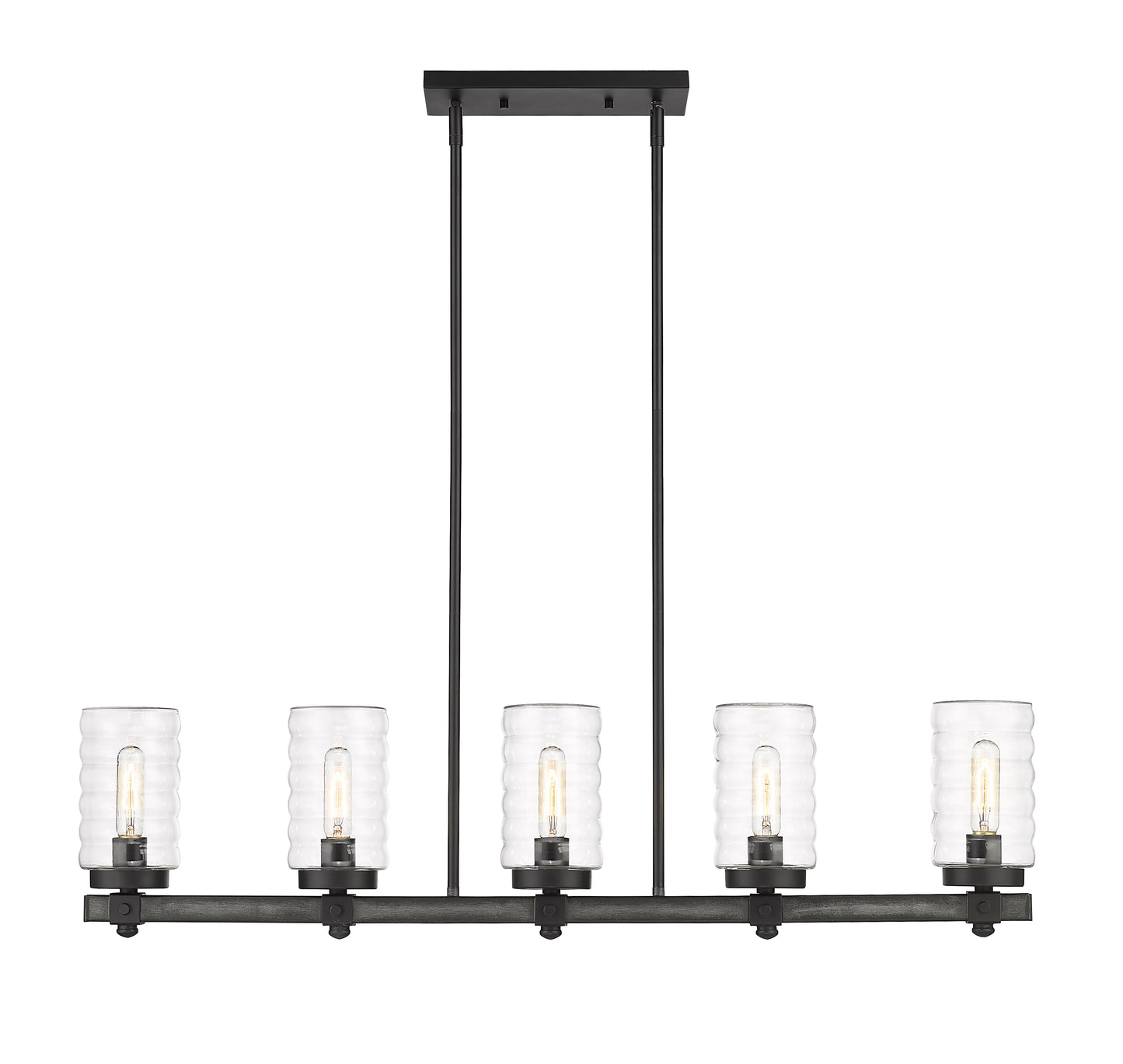 Tahoe 5 Light Outdoor Linear Chandelier Ashen Barnboard
