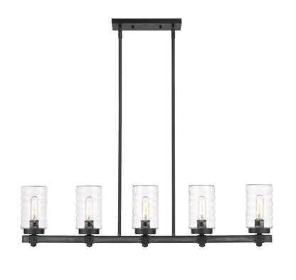 Tahoe 5 Light Outdoor Linear Chandelier Ashen Barnboard