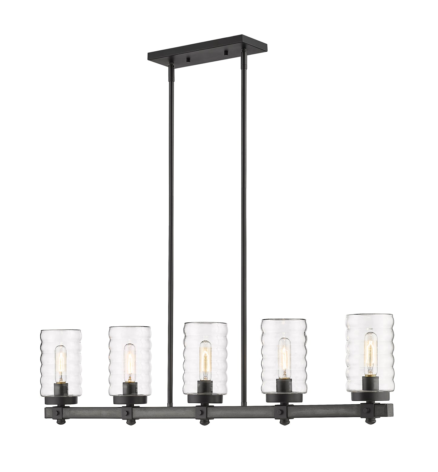 Tahoe 5 Light Outdoor Linear Chandelier Ashen Barnboard