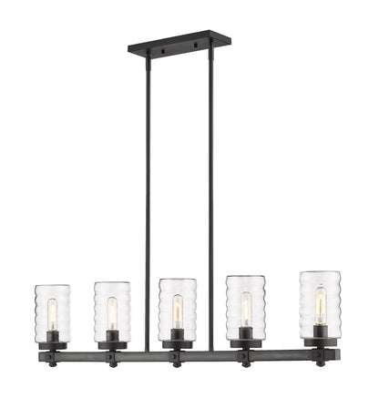 Tahoe 5 Light Outdoor Linear Chandelier Ashen Barnboard
