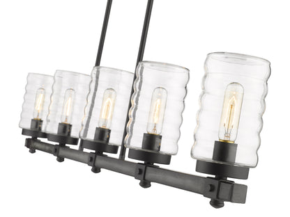 Tahoe 5 Light Outdoor Linear Chandelier Ashen Barnboard