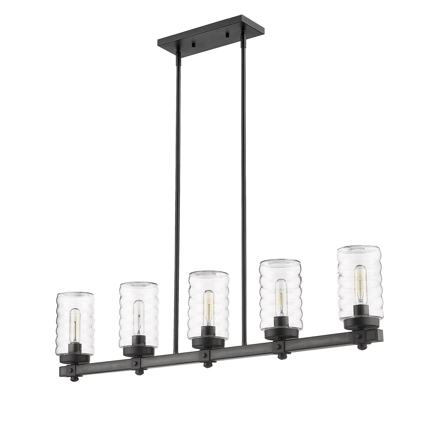 Tahoe 5 Light Outdoor Linear Chandelier Ashen Barnboard